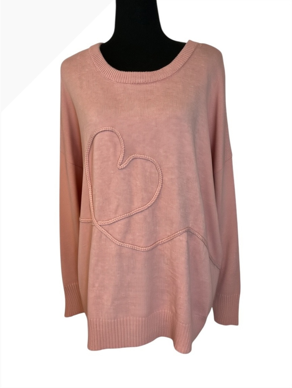 Badgley Mischka Women's 3X Pink Sweater with Heart Design